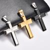 Stainless Steel Chunky Punk Printing Cross Pendant Necklace for Women Men Religious Prayer Faith Charms Chain Metal Jewelry Gift