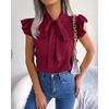 2023 Summer European-American Bow Short Sleeve Shirt