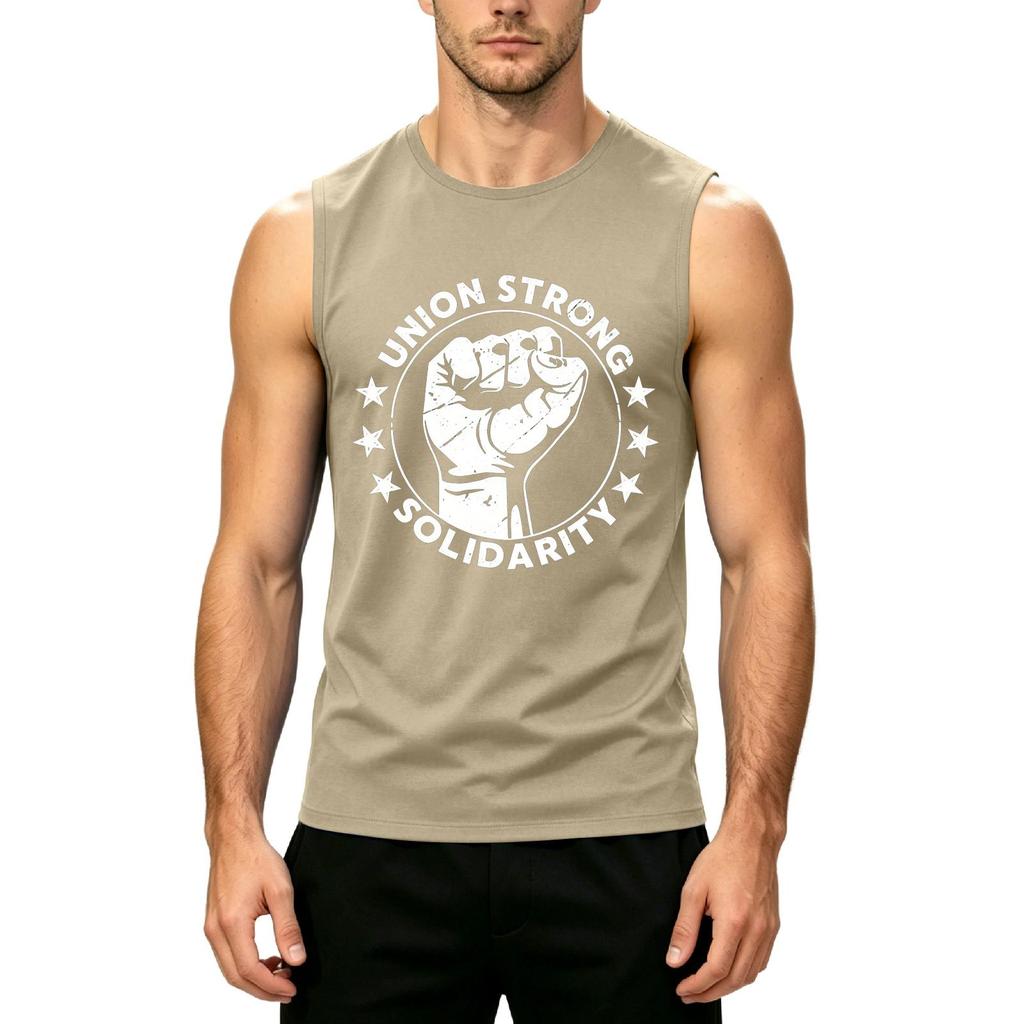 Men's Sleeveless Tank Top Casual Muscle Shirt Labor Day Printed Graphic Tee Summer Workout Gym Apparel