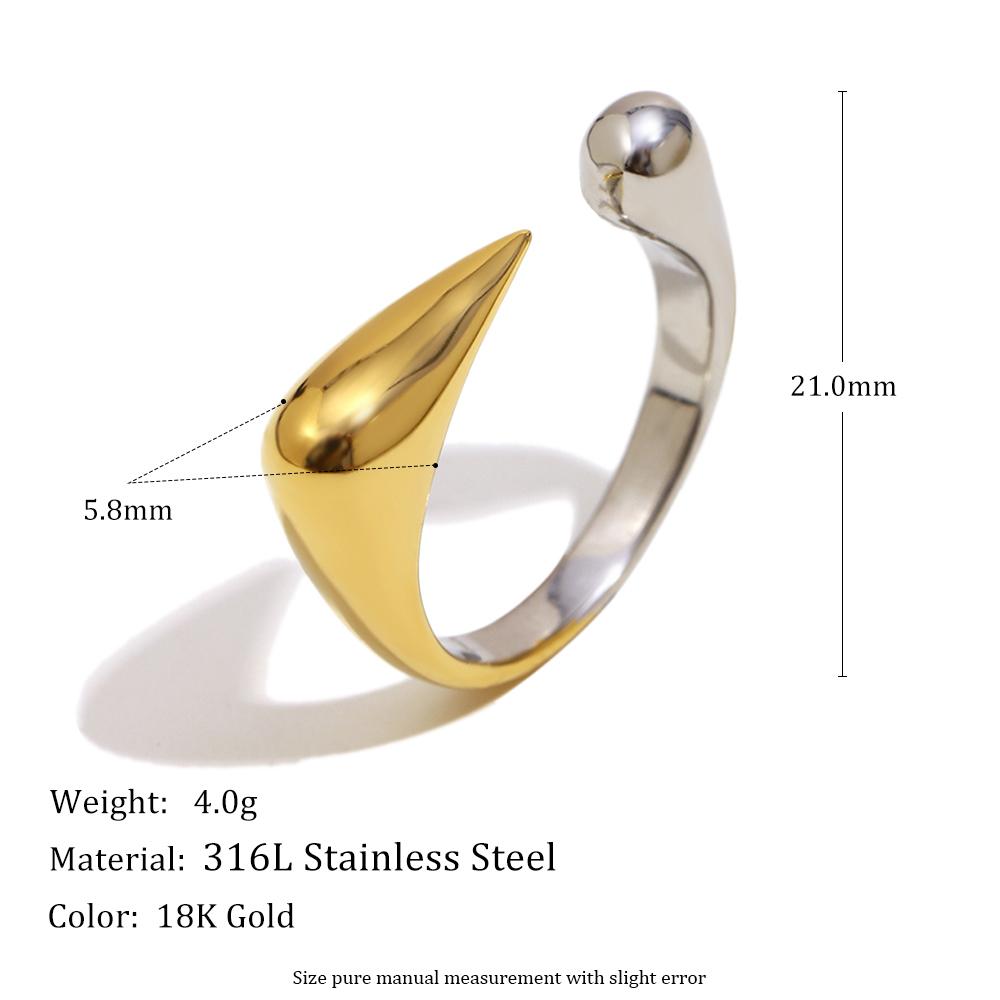 

MamacitaSlay Unique Cool 316L Stainless Steel Two Tone Bird Beak Shaped Asymmetrical Open Ring Waterproof Jewelry Women s Ring 6
