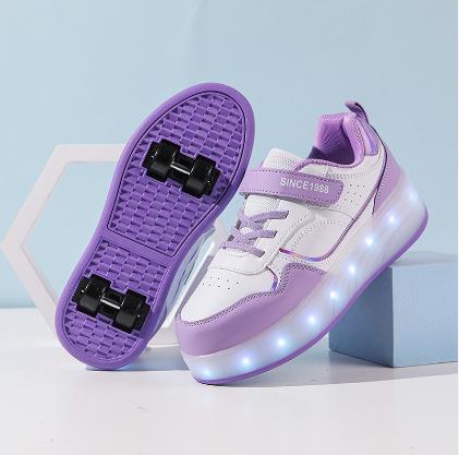 Middle Child Runaway Shoes Roller Skating Boy Classmate Double Wheel Burst Shoes Student Skates Girls Four Wheels With Lights