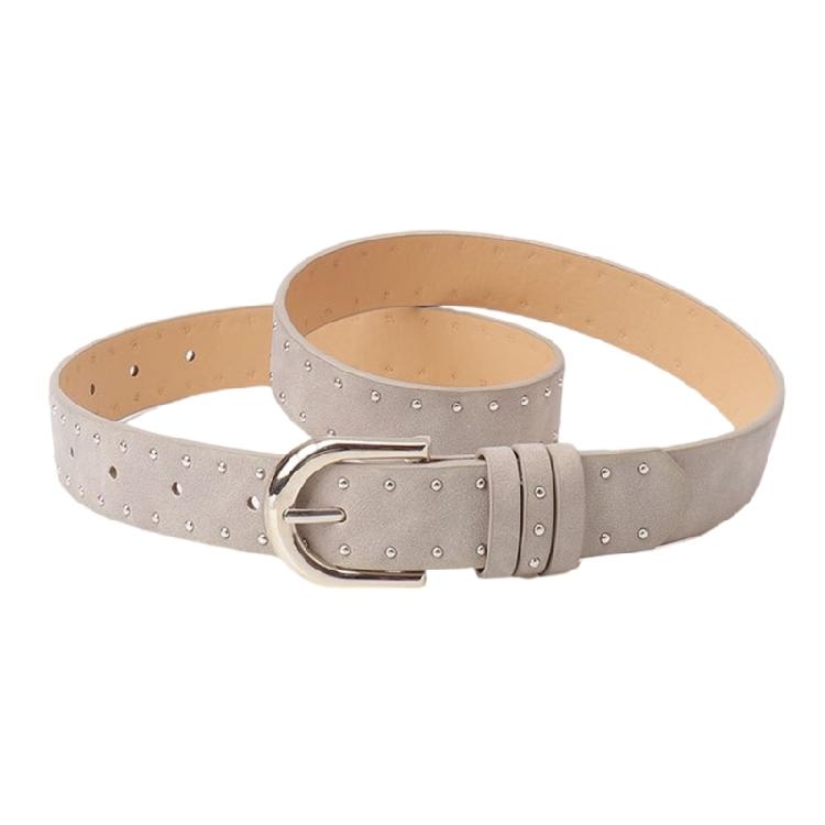 Adjustable Solid Color PU Belt For Women Jeans Waist Strap Simple Belt Fashion Stylish Studded Design
