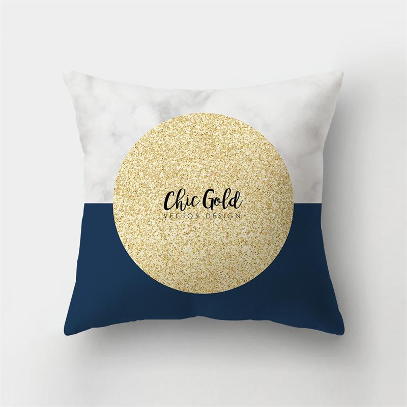 45x45cm Abstract Geometric Print Cushion Cover Marble Pillow Cover Polyester Short Plush Patchwork Sofa Home Decor Cushion Cover