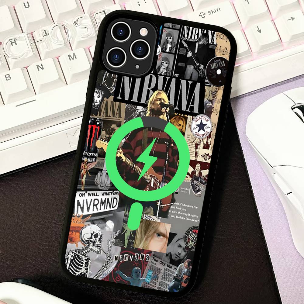Rock Classic N-Nirvana Band Magnetic Wireless Phone Case For IPhone 17 16 15 14 13 12 11 Pro Max For Magsafe Cover