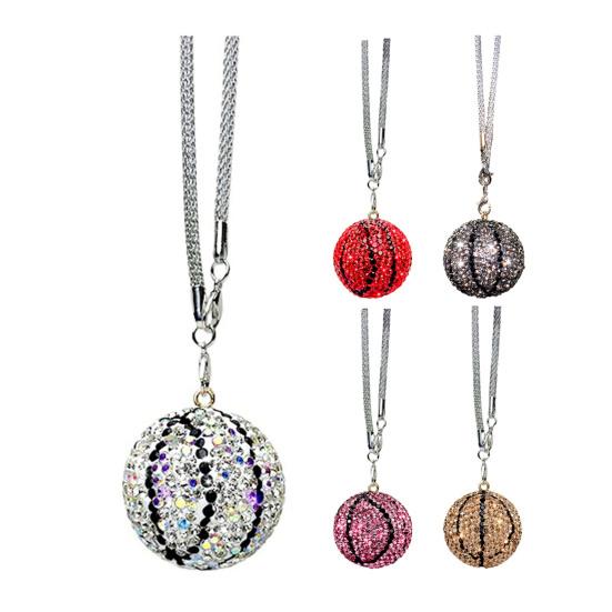 Rhinestone Basketball Car Hanging Ornament Sports Fan Pendant for Rearview Mirror Vehicle Interior Decor Unique Gift for Basketball Fans