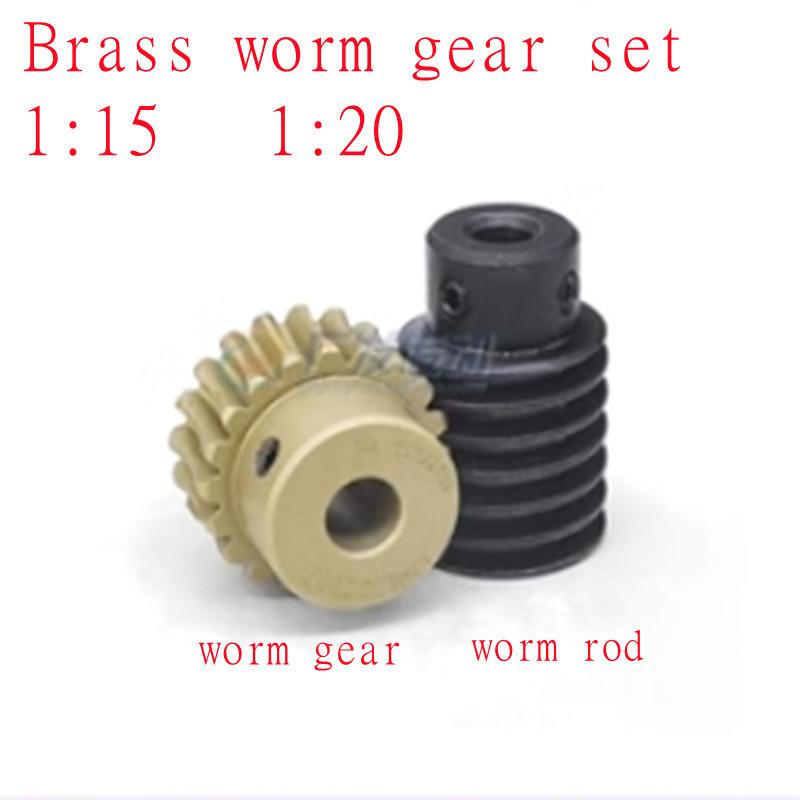 1set 1M brass Worm Gear with rod  drive 1:15 1:20  1:25 1:30 1:40 Speed Ratio 40cr Worm center hole 6/8/10MM rod bore 8mm