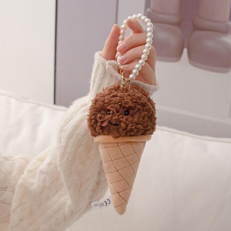 Candy-colored Ice Cream Cone Ice Cream Bag Key Pendant Super Soft Dolls Cartoon Plush Toys Comfortable Fabric Birthday Gifts