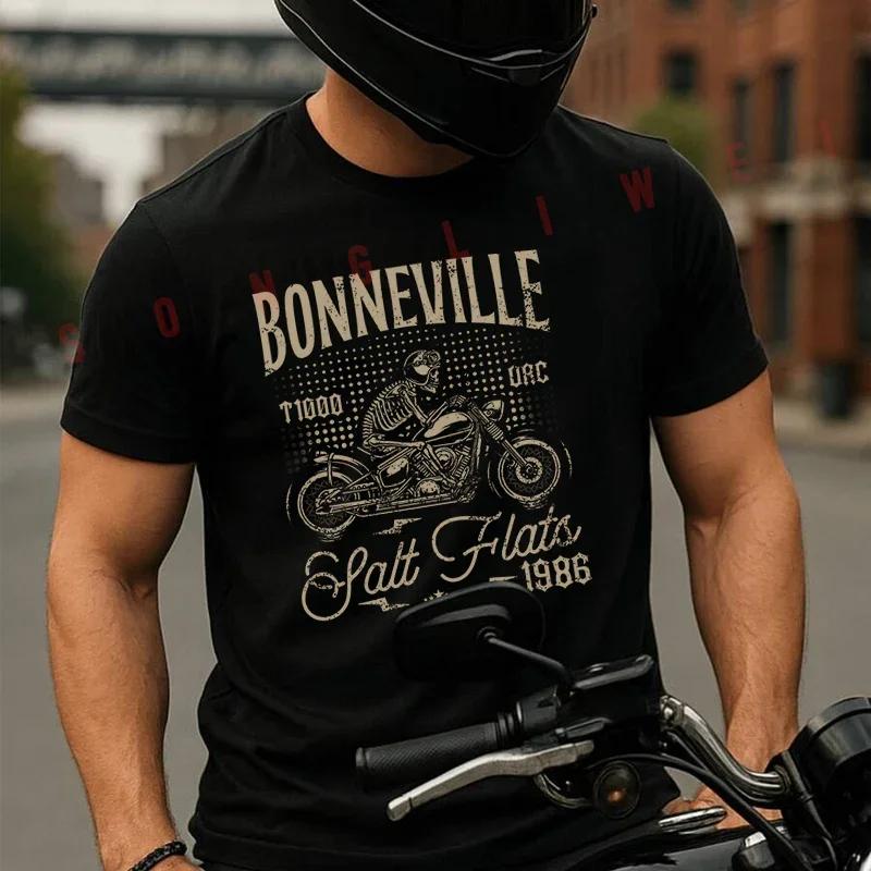 Bonneville Salt Flats Motorcycle Racing Biker Birthday 1986 Moto T-Shirt Cotton Summer Men O-Ne