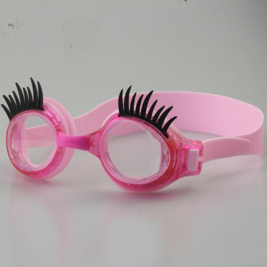 Kids Swim Goggles with Eyelashes Waterproof No Leakage Anti-Fog UV Protection Clear Lens Boys Girls Silicone Swimming Goggles with Lashes