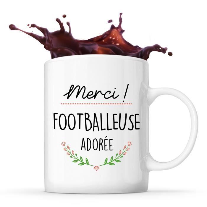Mug - Merci - Footballeuse Adorée - Céramique - Compatible lave-vaisselle - Design contemporain