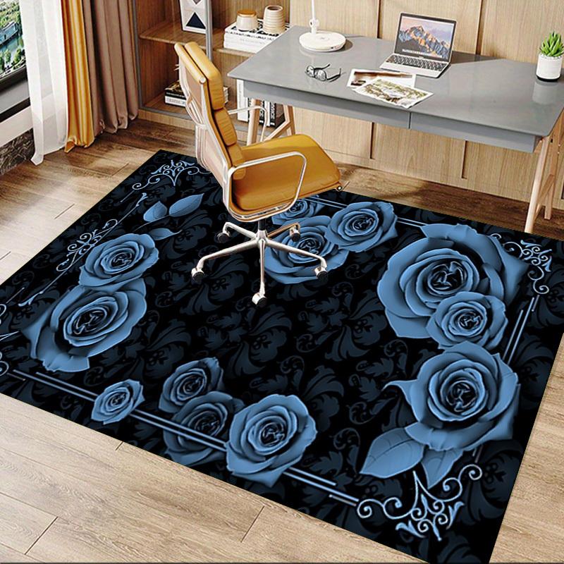 1 Stück Teppich mit Rosenmuster, rutschfeste Polyester-Bodenmatte für Büro, Schlafzimmer
