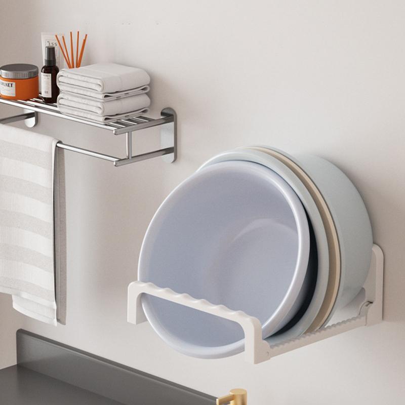 Foldable Wall-Mounted Washbasin Rack Multifunction Punch-Free Kitchen Bathroom Rack Basin Storage Rack Towel Hanging Holder
