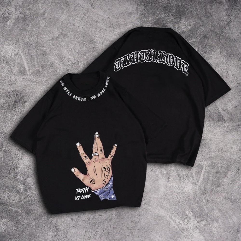 T-shirt Black Men's Loose Neutral Adult Casual Top Round Neck T-shirt