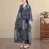 DIMANAF Spring Summer New 2026 Women Plus Size Long Dress Loose Basic Vintage Oversize Long Sleeve Maxi Floral