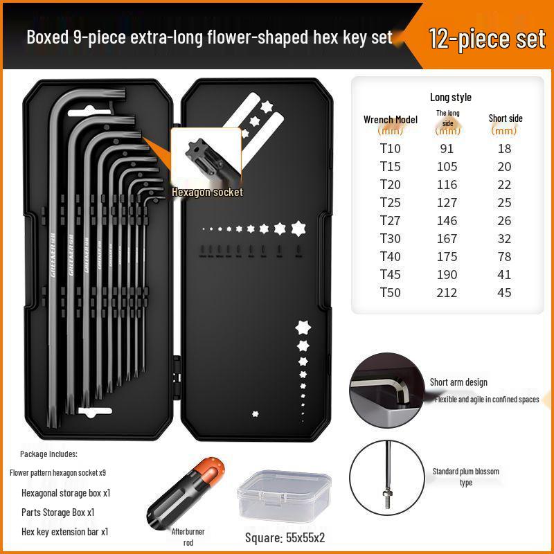 Universal Hex Wrench Set - 6-Point Screwdriver & Extendable Hex Tool
