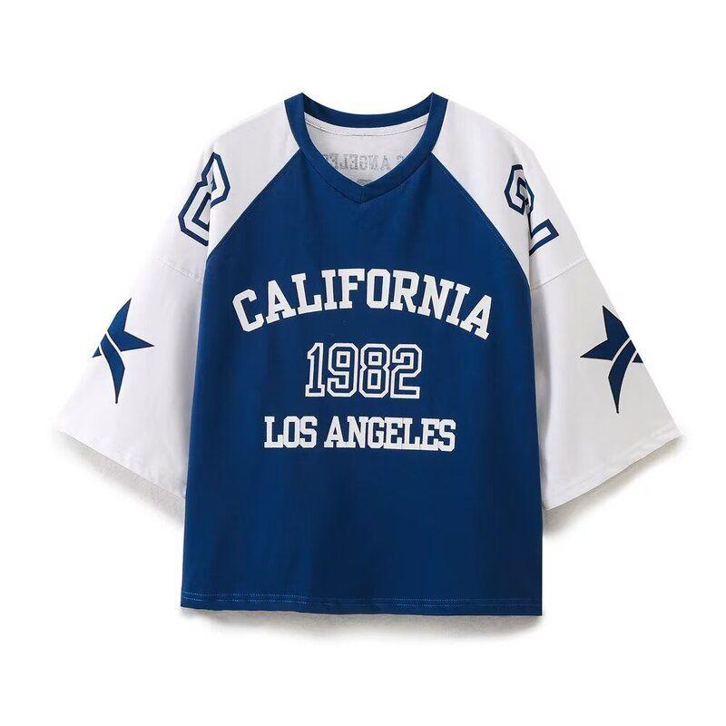 Fashion Style 2024 Summer New Women's Clothing Casual Easiest for Match Letter Print Short-Sleeve T-shirt 0264346 044