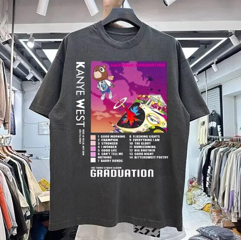 Kanye West Graduation графический угольный цвет унисекс футболка для мужчин женщин Унисекс футболка XL