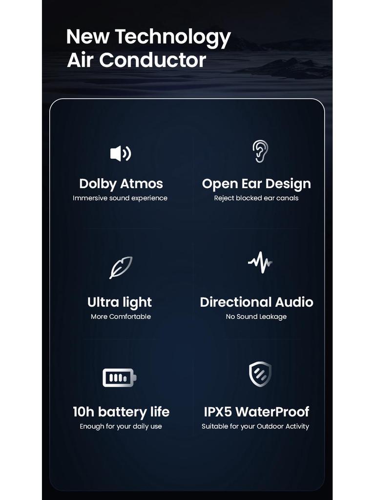 AS20 Air Conduction Bluetooth Earphones - Open-Type Bone Conduction Sports Design