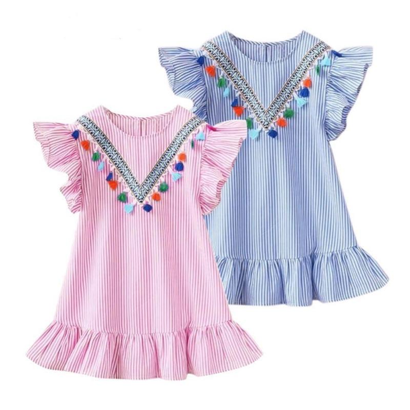 New Kids Dresses for Girls Clothes Summer Girl Stripe Princess Dress Toddler Baby Dress Children's Clothing
