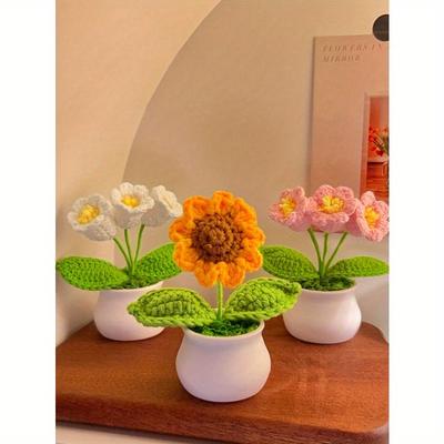 1pc Handmade Simulation Sunflower Potted Plant, Home Decoration, Car Ornament, Office Decoration, Table Decoration, Teacher's Day Gifts