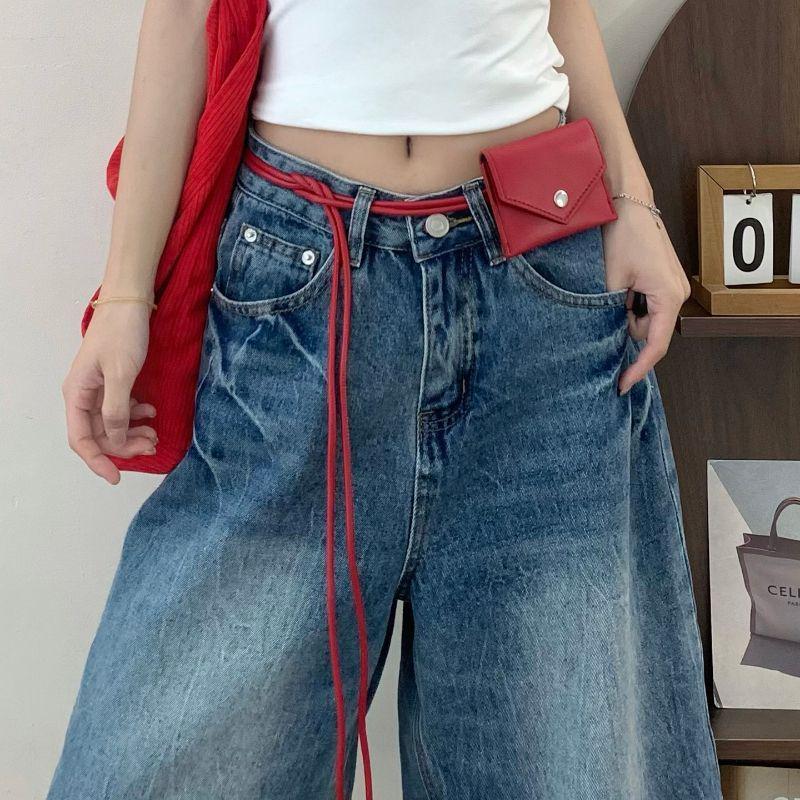 Women's High-End Red Retro Rivet Waist Chain Belt: Trendy, Versatile, Light Luxury Accessory