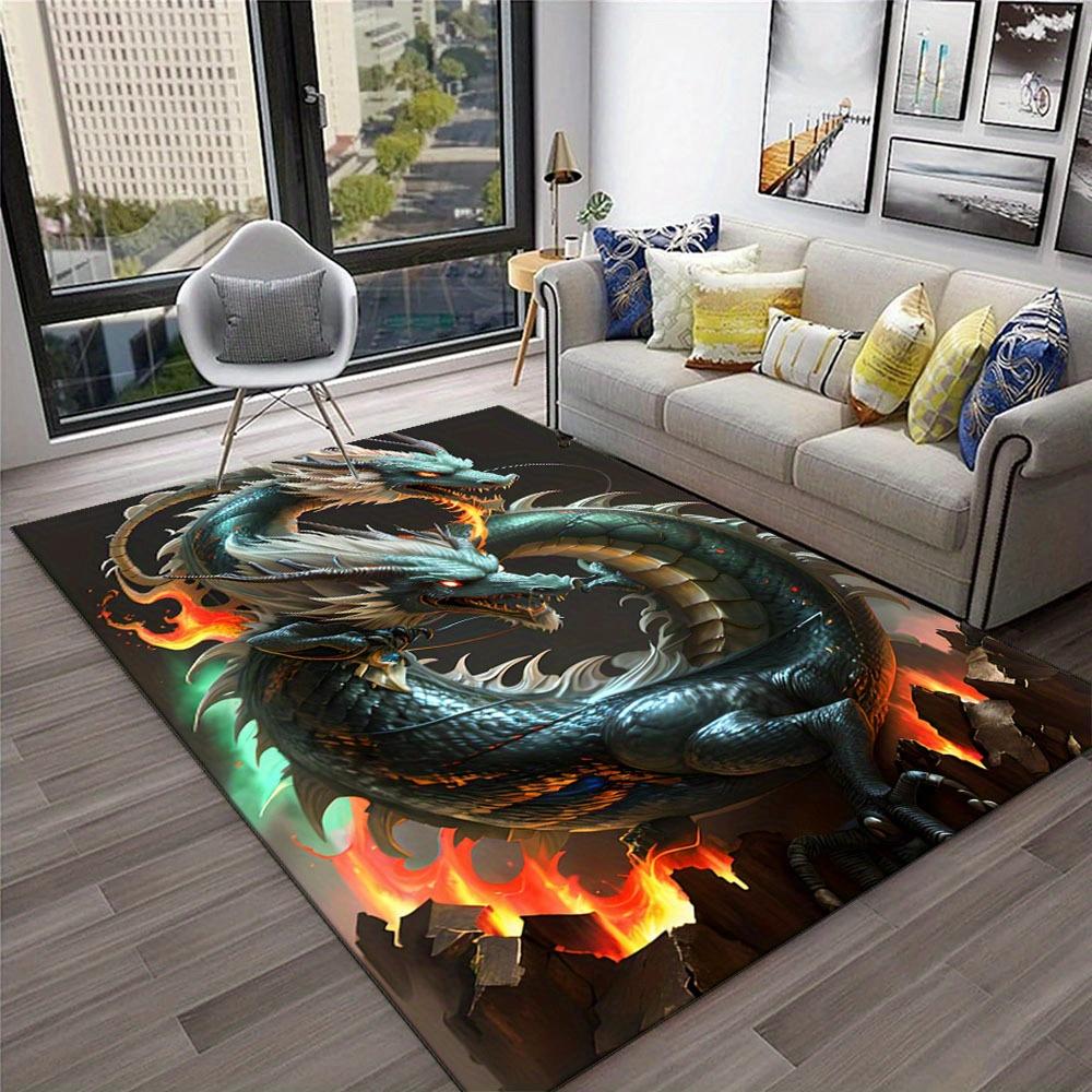 Dragon Printed Area Rug,Anti-slip and Durable Floor Mat,Suitable for Office,Hotel Floor Decor,Kitchen,Home Decor,Living Room,Bed