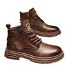 Men's Retro Leather Ankle Boots - Autumn/Winter British Style, High Top Lace-up.