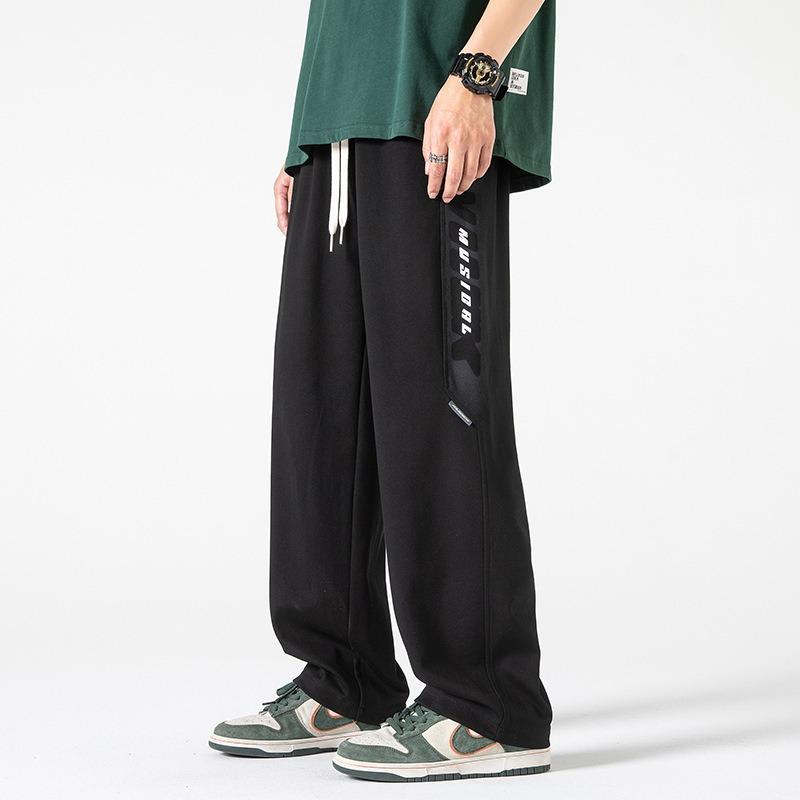 Spring and autumn new sweatpants men's fashion loose and versatile solid color sports wide-leg pants casual and comfortable trousers