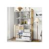 Bookshelf - MUVOE - 6 Shelves - Marbled White - Doors and Drawers - Chic Elegance
