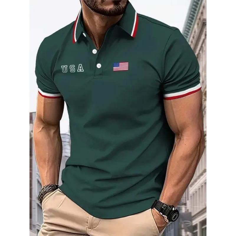Summer New Casual Men's 3D High-quality Short Sleeved Button Polo Shirt