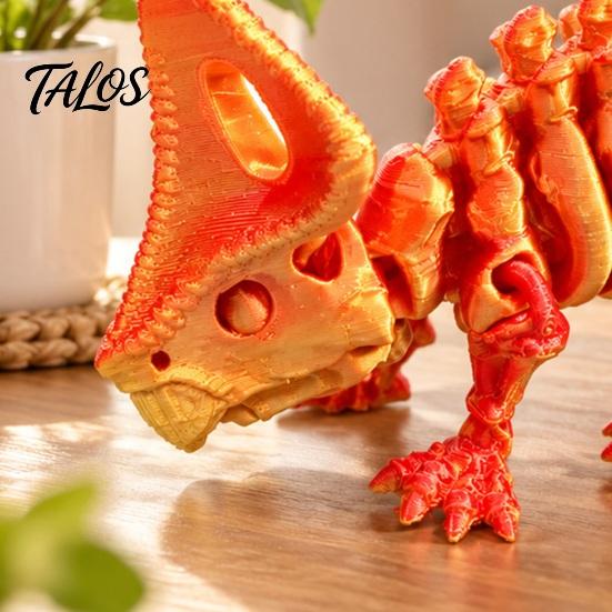 Educational Triceratops Toy 3D Printed Skeleton Model, Movable Joints Dinosaur Articulated Action Figure, Bone Desktop Decoration Collection Model