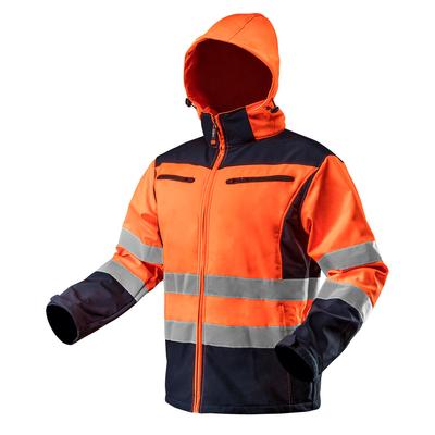 Hi-Vis Softshell Hooded Work Jacket, Orange, Size XXL