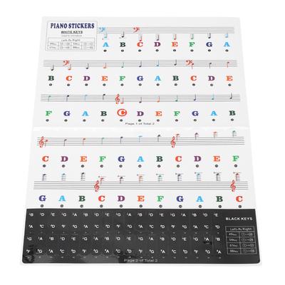 Adesivos para Teclado de Piano para 88 61 54 49 Teclas PVC Removível Letras para Teclado de Piano para Iniciantes e Crianças