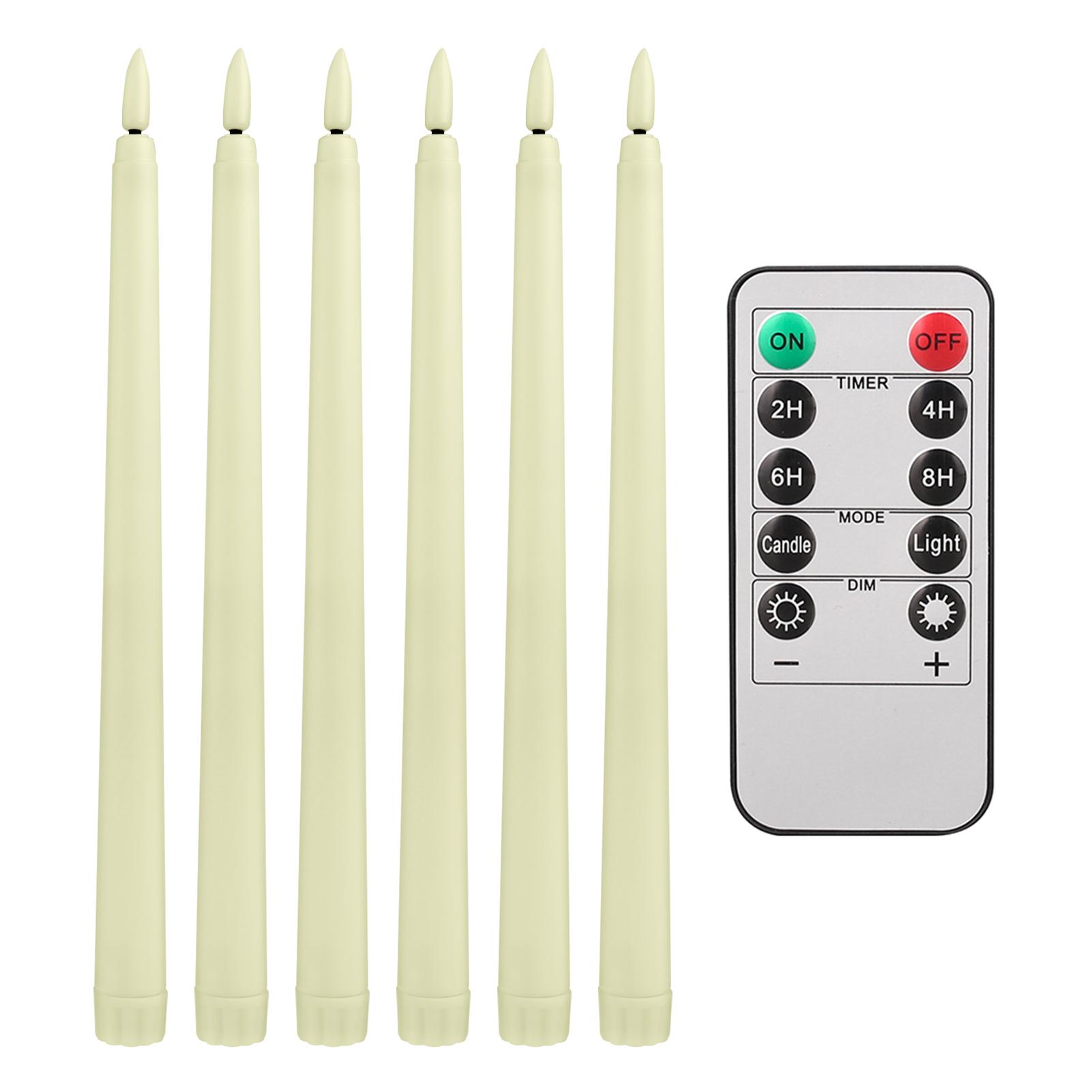 

6Pcs-24Pcs Flameless Taper Candles with Timer Remote Flickering 3D Faux Wax Candle Lights for Wedding Christmas Party Home Decor