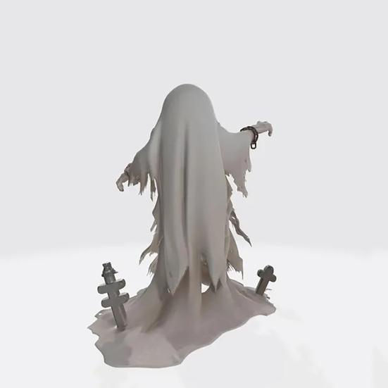 Halloween Ghost Figurine, Spooky Scream Face Ghost Resin Statue for Indoor Shelf, Tabletop Centerpiece, Home Office Decor