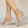 Strange Style Clear Heels For Women Slippers Fashion Crystal Bowknot Designer Shoes Transparent Sandals