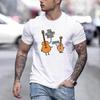 Men's Printed Loose Short Sleeved T-shirt with Guitar Letters Shirt