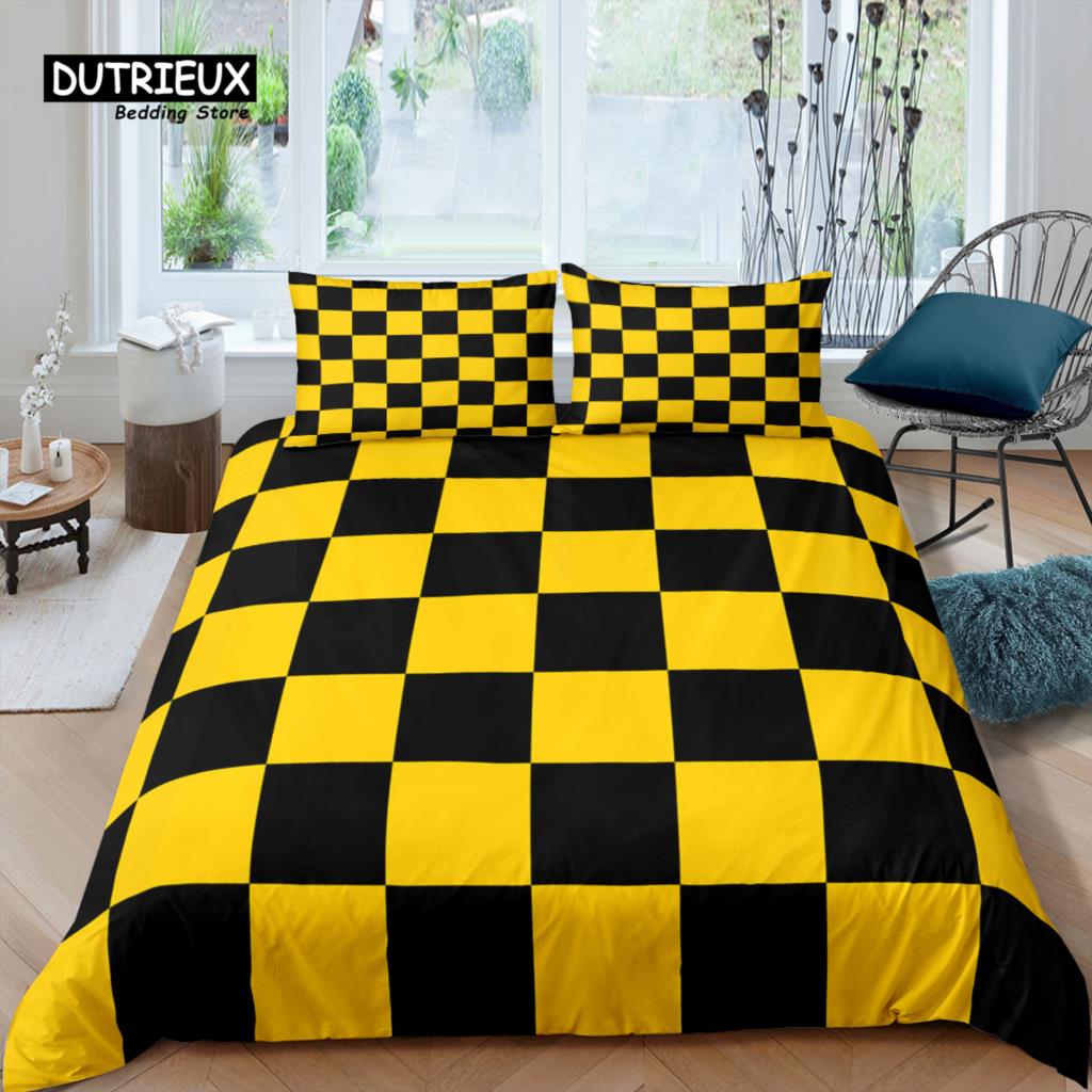 

Роскошный 3D комплект постельного белья в клетку для дома Пододеяльник Наволочка Детский комплект постельного белья Размер Queen и King EU/US/AU/UK EU single(135x200cm)
