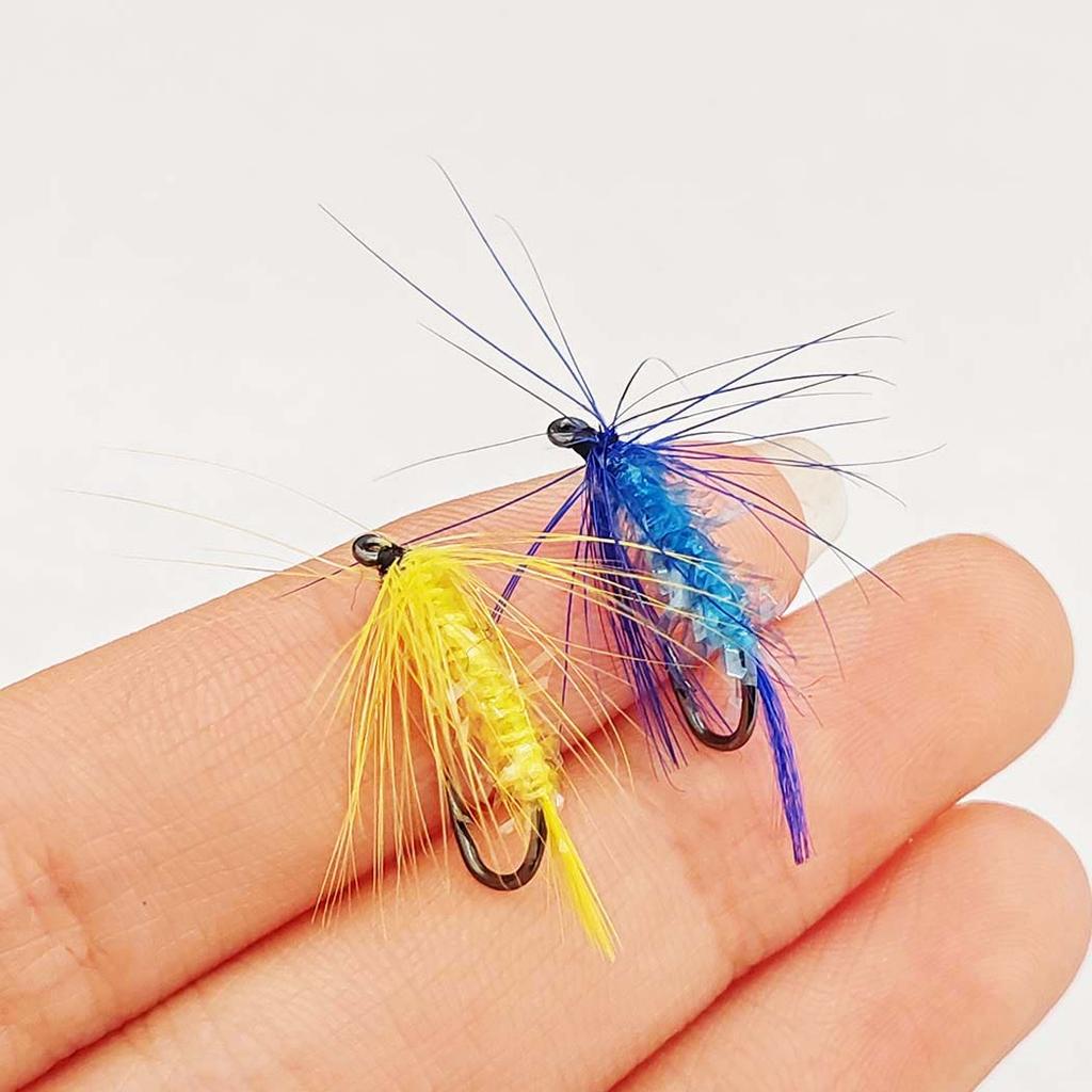 Trockenfliegen Angelköder-6/10Stk.-Blau&Gelb Maifliege Trockenfliegen Kristallfaden Seidenkörper Köder Größen#10 Für Forelle/Barsch/Karpfen usw. im Süßwasser oder Salzwasser.