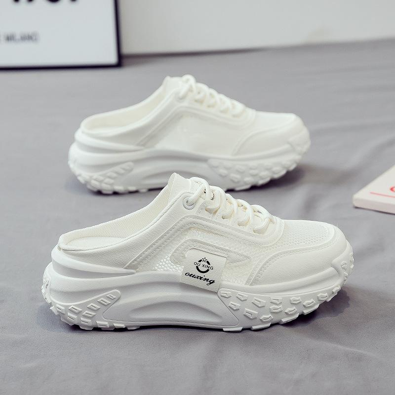 

Summer new mesh little white shoes women s shoes breathable versatile half-support board shoes net shoes 40 белый