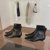 2025 Autumn and Winter New Small Pointed Rear Zipper Fashion Versatile Fashion Low Tube Martin Women's Short Boots