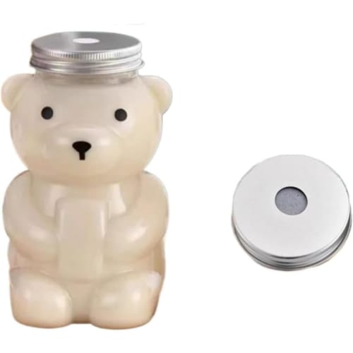 

Набор из 50 штук пластиковых бутылок для питья объемом 350 мл и 450 мл с крышками, милые бутылки для напитков на вынос в форме медведя, идеально подходят для бананового сока, моды в кафе, латте