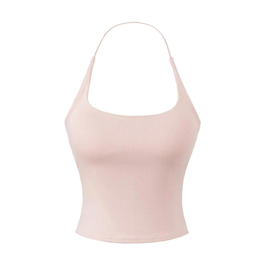 Halter Neck Chest-Pad Vest Top with Long-Sleeve Flowing Collar Cover-Up - Women's Two-Piece Hot Girl Set