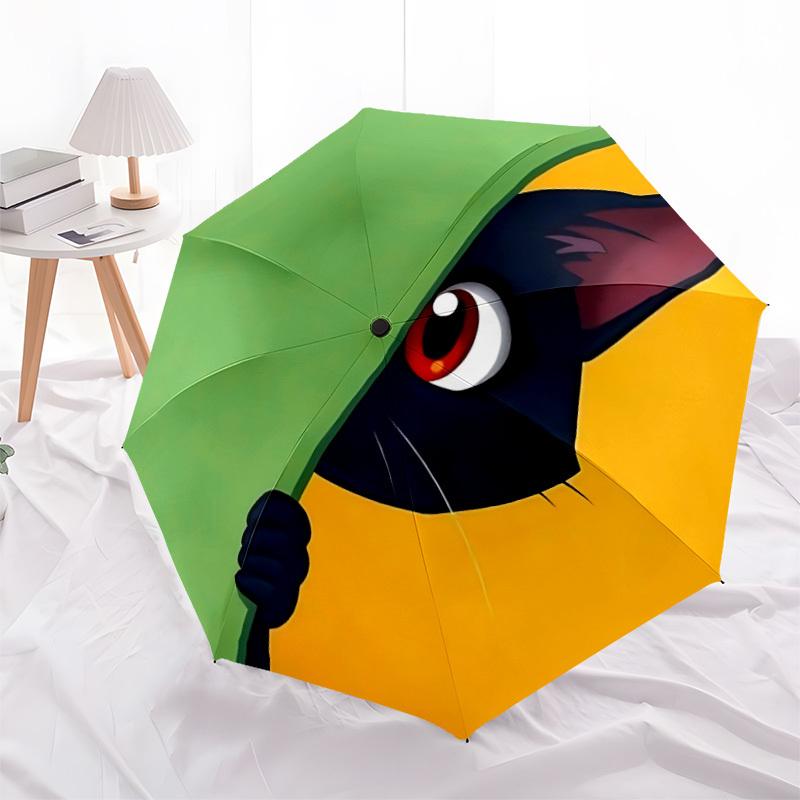 1pc Cat Circle Automatic Open/Close Umbrella Compact Folding Umbrella, All-Season Portable Umbrella for Women/Men F1124004