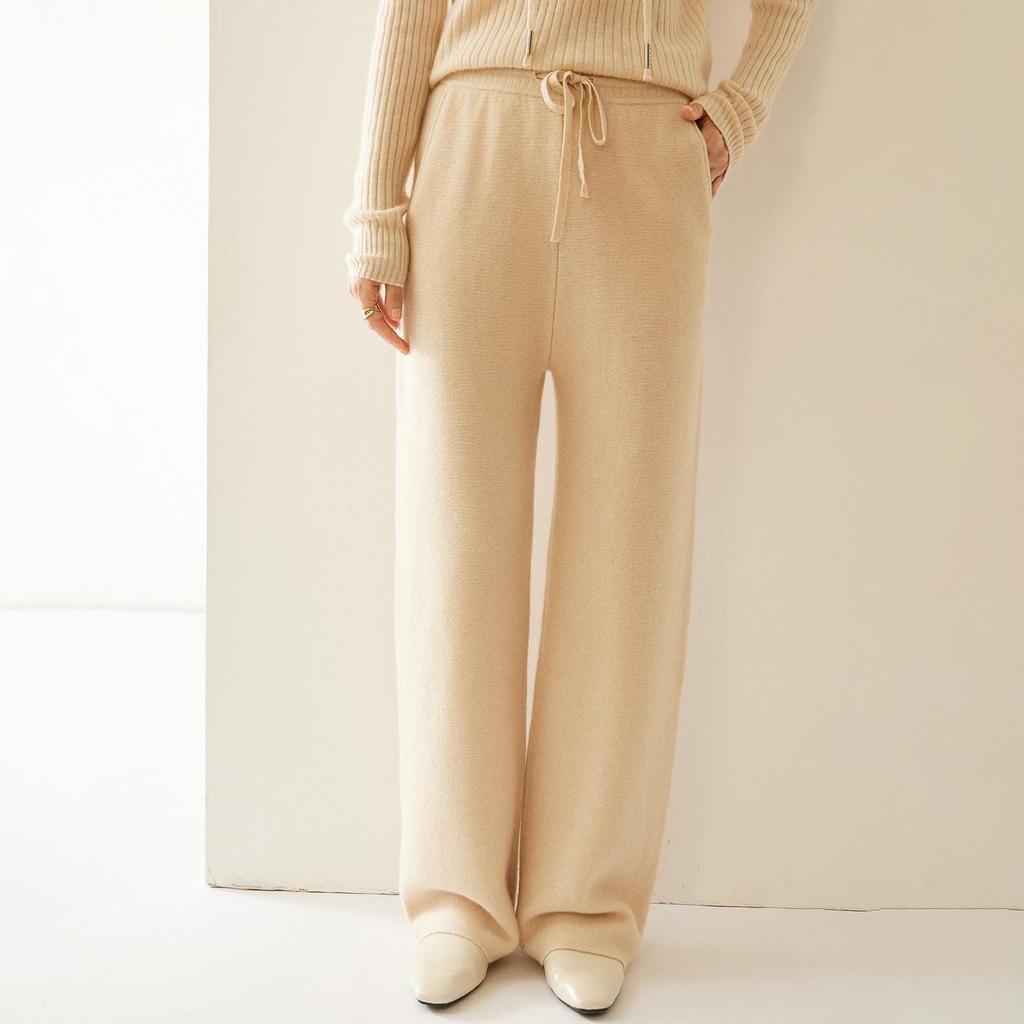 Women's High-Waist Cashmere Wide-Leg Knit Pants
