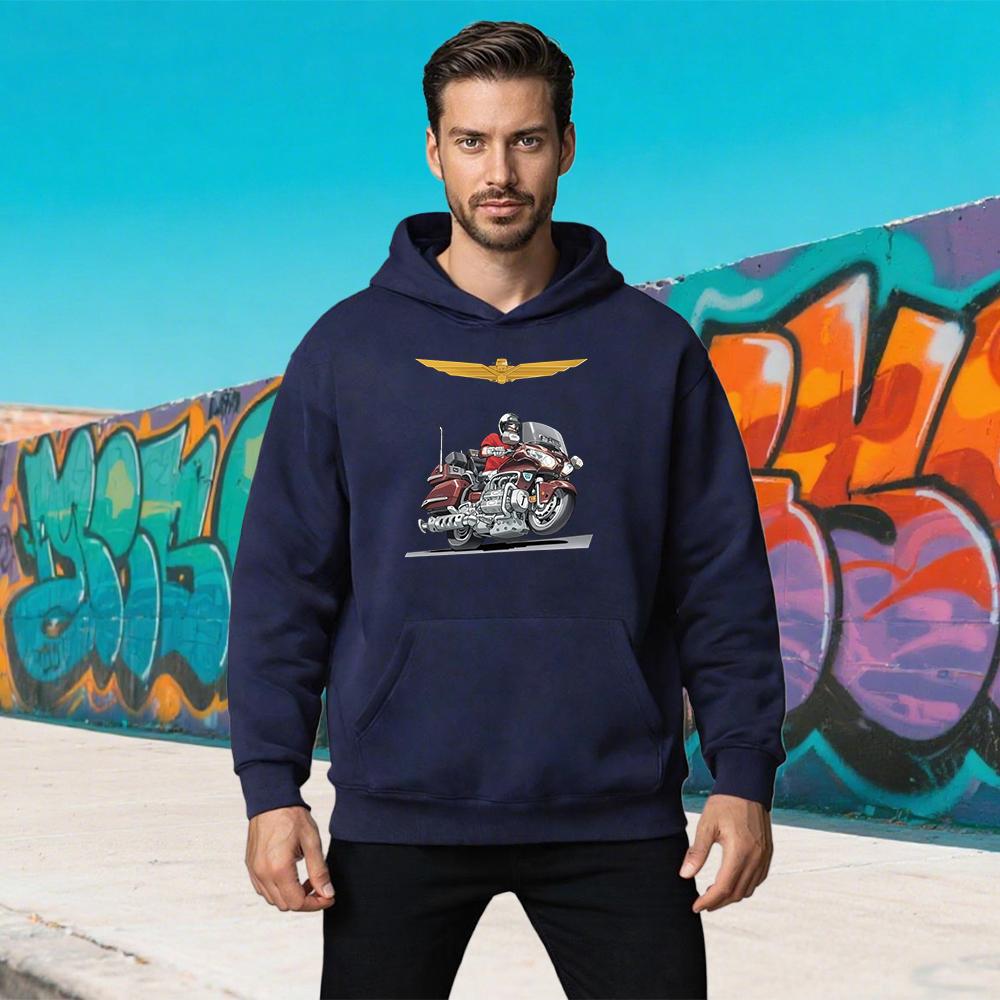 Autumn and Winter GL1800 Motorcycle Sweatshirt Black Street Wear Hoodie Men's and Women's Oversized Long-sleeved Casual Pullover