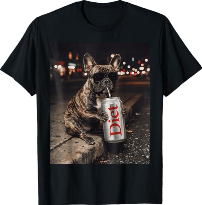 French Bulldog Diet Soda Funny Animal Meme Dog Lover Meme T-Shirt S