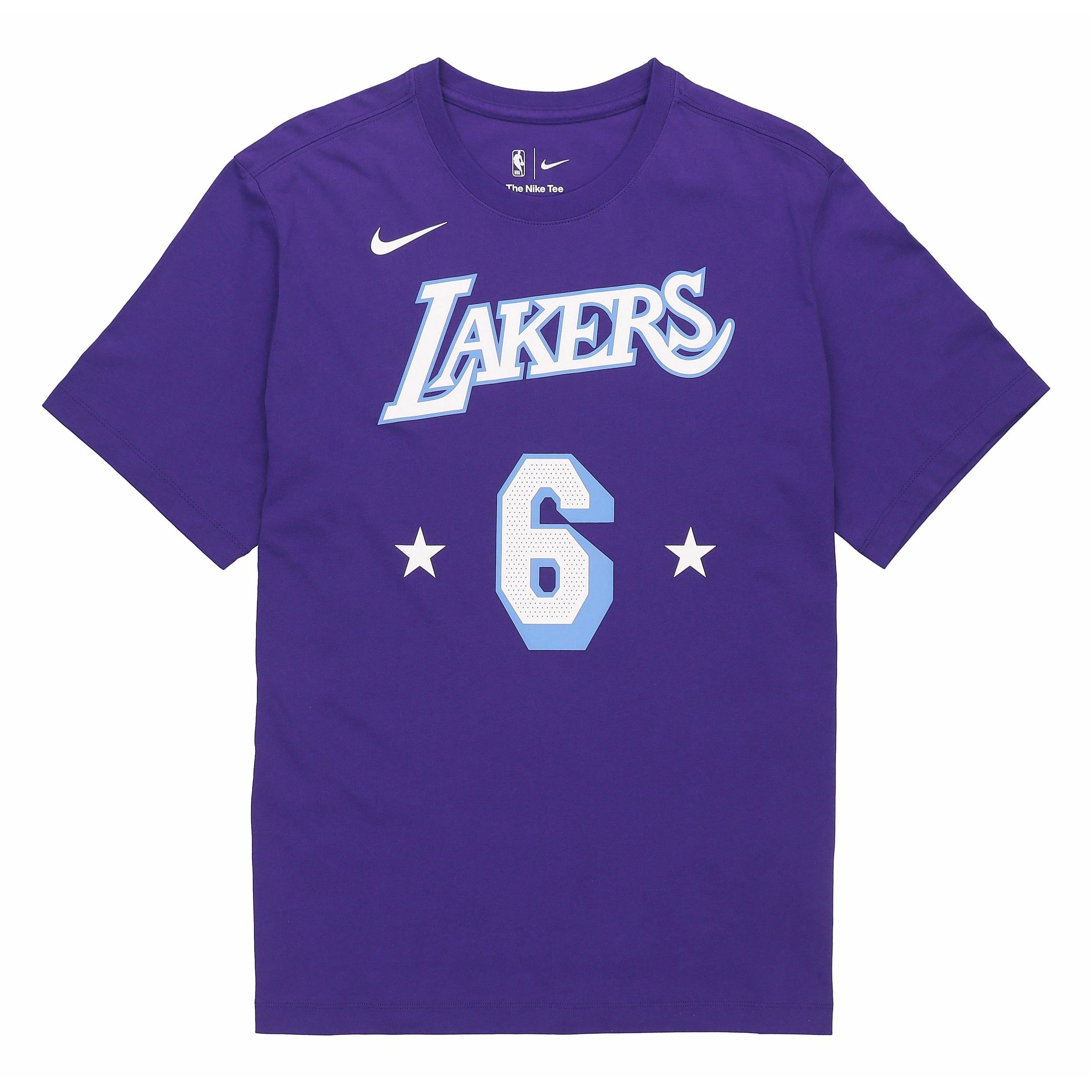 Nike City Edition Alphabet T-Shirt Lakers Lebron James No. 6 Asia Sizing  Court Purple  Men s DA7385-551 L