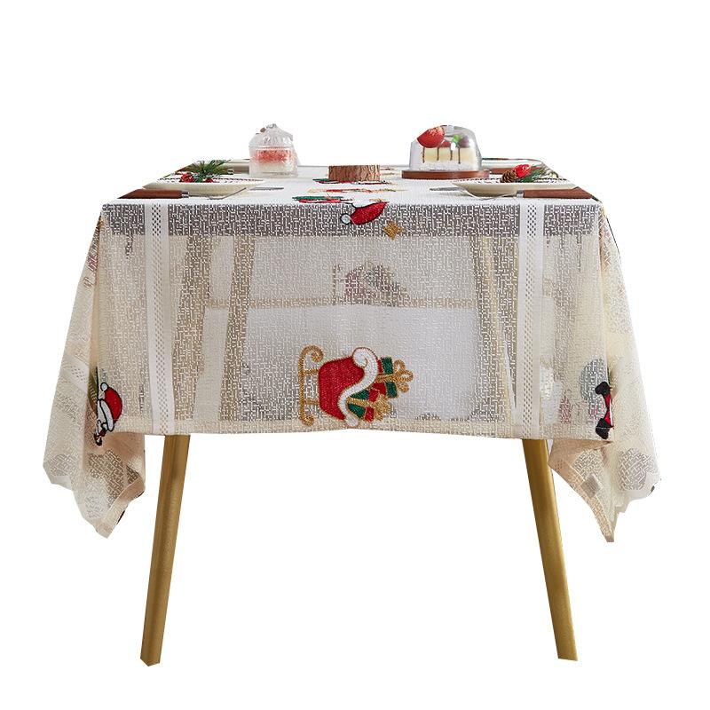 Santa Holiday Coffee Table Tablecloth Decoration Christmas Print Tablecloth Atmosphere Table Cloth Party