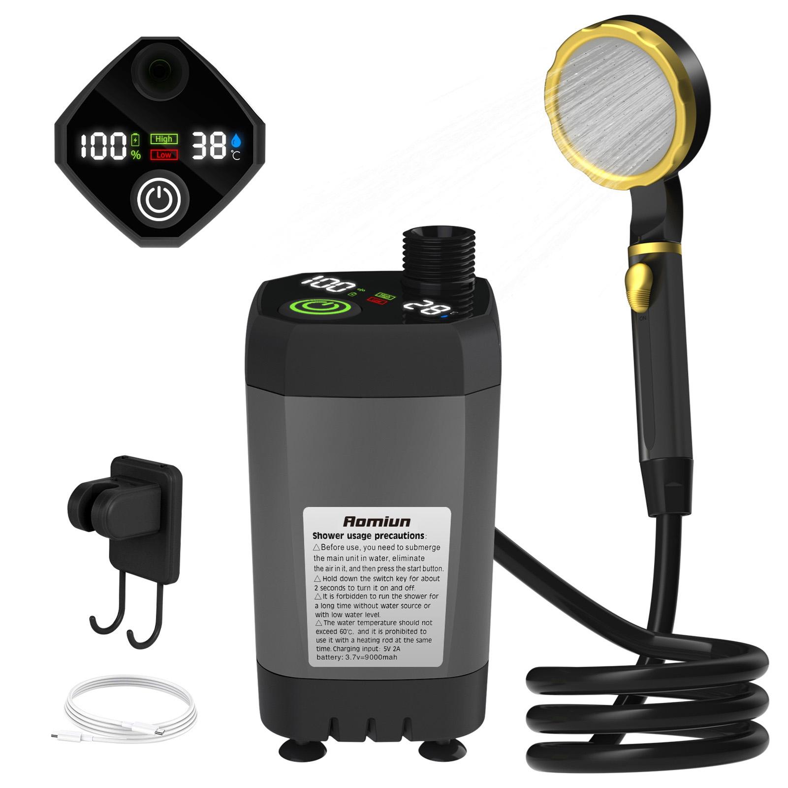 

Camping Shower Pump RV Outdoor Shower Kit Full Screen Intelligent Digital Display Adjustable Shower Kit for Backyard срібний